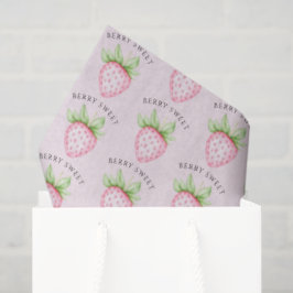 Papel De Seda Berry Sweet Watercolor Strawberry Pink Baby Shower