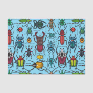 Papel De Seda Besouros em azul