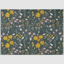 Papel De Seda Besouros Florais de Mostarda e Abelhas Flores Boêm