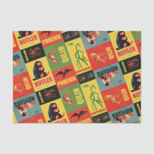 Papel De Seda Bestas Fantásticas Padrão de Vintage