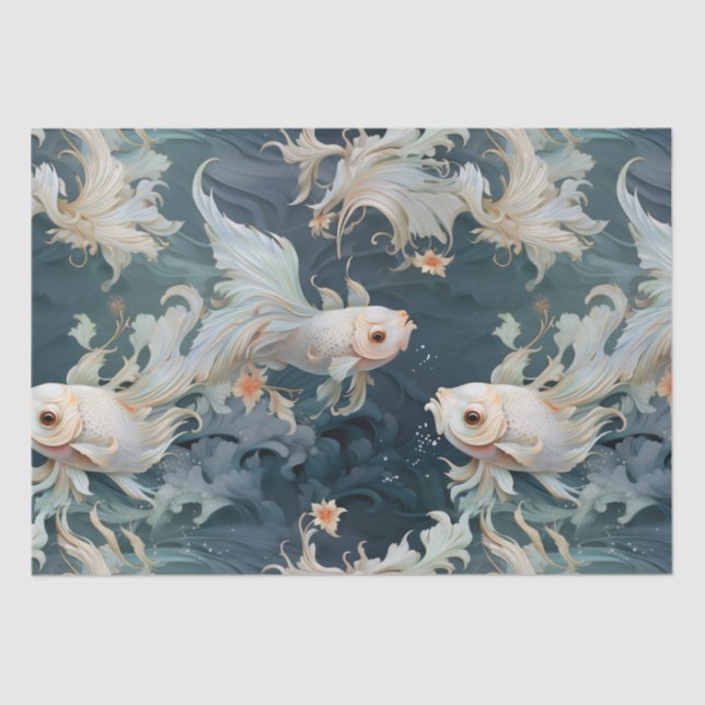 Papel De Seda Betta Fish Blue White (Frente )