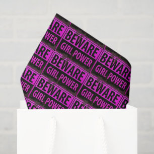 Papel De Seda BEWARE o poder da menina - sinal preto cor-de-rosa