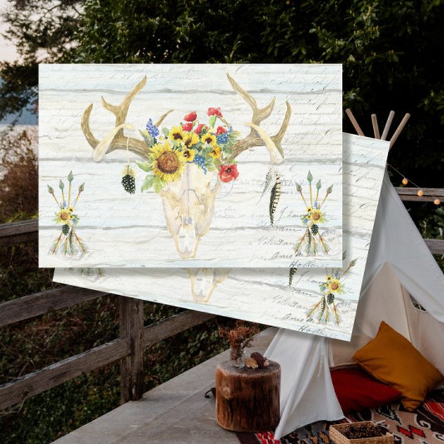 Papel De Seda BHO Sunflower Deer Skull Skull Arrows Decoupage (Criador carregado)