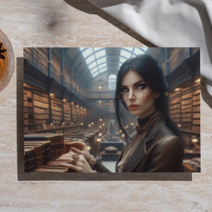 Papel De Seda Bibliotecária Steampunk Vintage Lady Vitoriana 