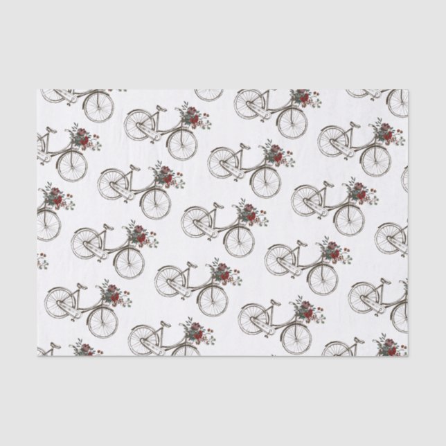 Papel De Seda Bicicleta Antiga com Cesto de Flores (Frente )