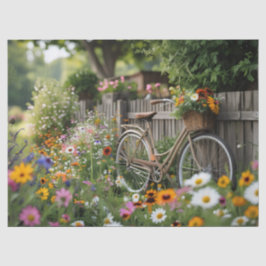 Papel De Seda Bicicleta em Flor