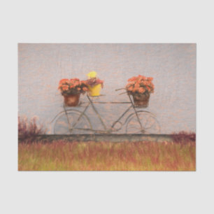 Papel De Seda Bicicleta Vintage Antiga Floral Outono Vitoriana