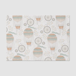 Papel De Seda Bicicleta Vintage e Padrão de Balão de Ar Quente