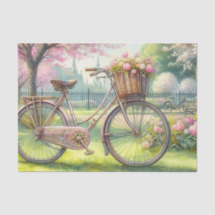 Papel De Seda Bicicleta Vintage em uma aquarela florescente no p
