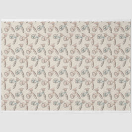 Papel De Seda Bicicletas Retro De Pastel Com Flores