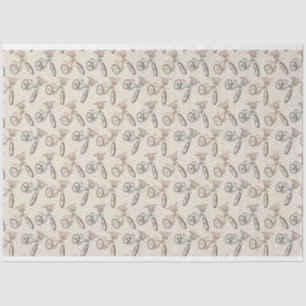 Papel De Seda Bicicletas Retro De Pastel Com Flores