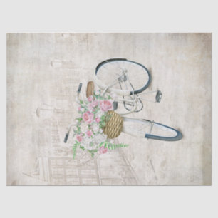 Papel De Seda Bicicletas Vintage com cesto de rosas