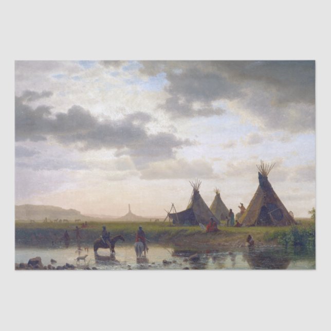 Papel De Seda Bierstadt Sioux Village Indians Tissue Paper (Frente )