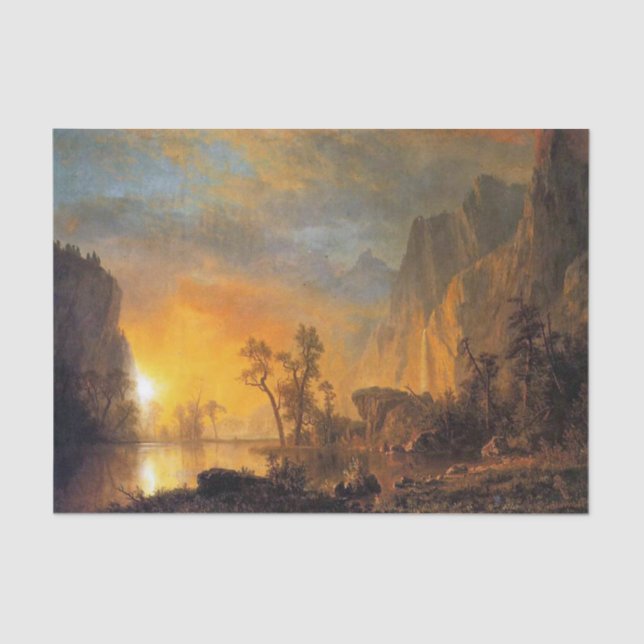Papel De Seda Bierstadt Sunset na Pintura das Rochosas (Frente )