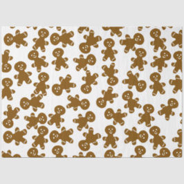 Papel De Seda Big Cute Gingerbread Man Pattern on White