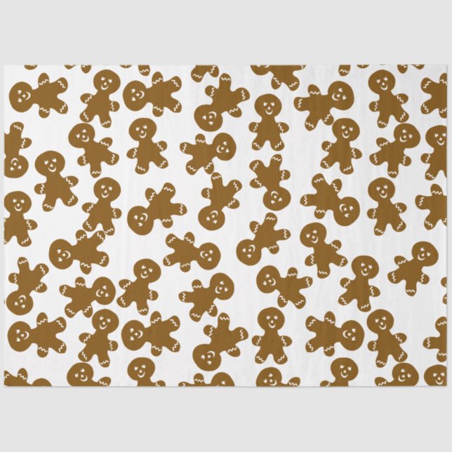 Papel De Seda Big Cute Gingerbread Man Pattern on White (Frente )