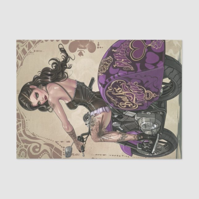 Papel De Seda Biker Babe3 ruim para a edição óssea (Frente )
