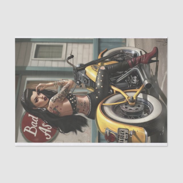 Papel De Seda Biker Babe6 ruim para a edição óssea (Frente )