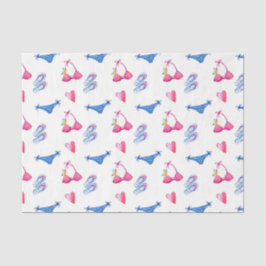 Papel De Seda Biquíni Rosa & Chinelos (Design 72 Série Rosa)