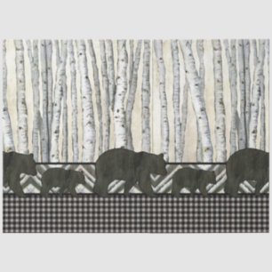Papel De Seda Birch Tree Black Bear Rustic Decoupage 