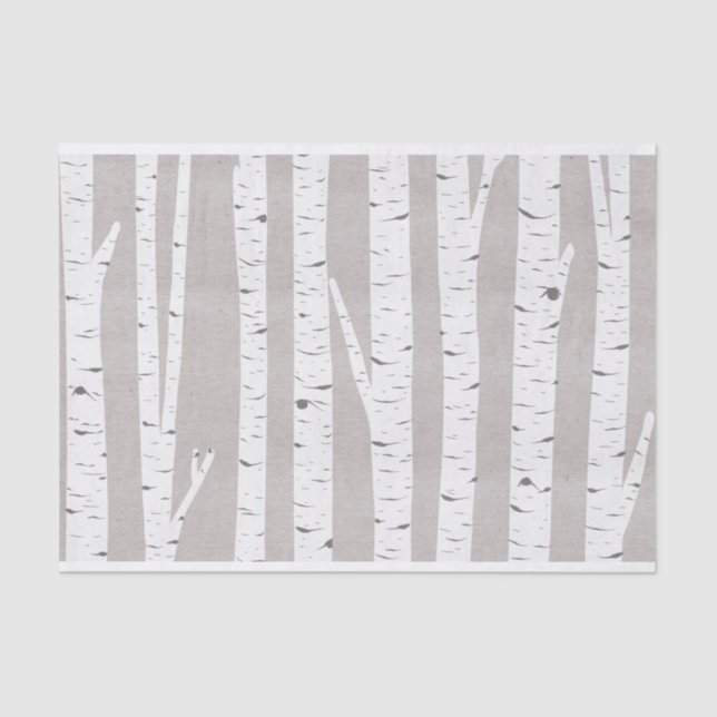 Papel De Seda Birch Tree Rustic Woodland (Frente )