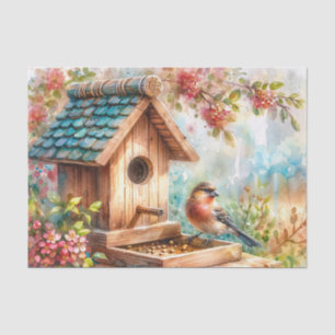 Papel De Seda Birdhouse Bird Feeder Floral Watercolor