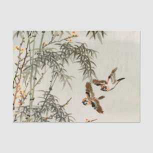Papel De Seda Birds Bamboo Asian Japonês Vintage