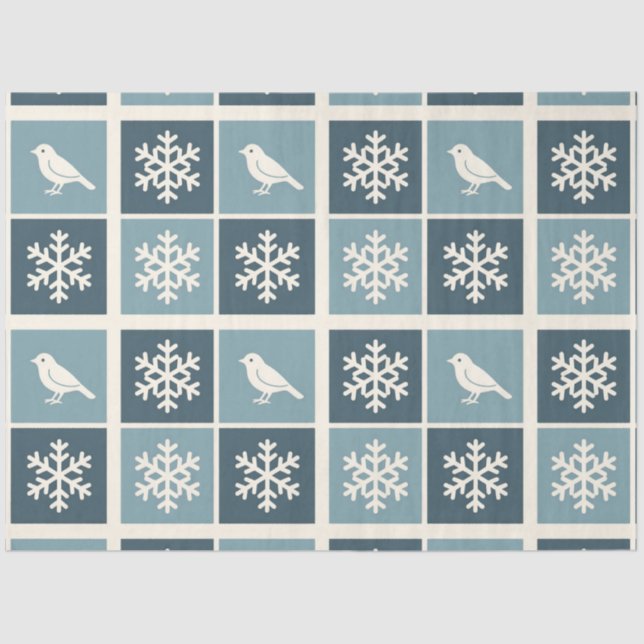 Papel De Seda  Birds & Snowflakes Christmas Winter Decoupage (Frente )