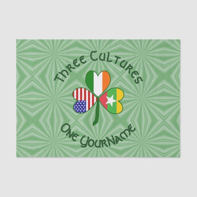 Papel De Seda Birmânia Myanmar irlandesa EUA Shamrock Flag Perso (Frente )