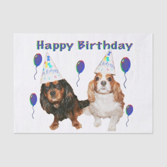 Papel De Seda Birthday Cavalier King Charles Spaniels (Frente )