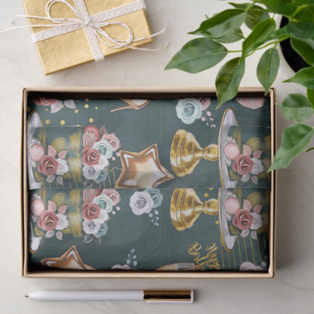 Papel De Seda Birthday Pattern  (Presente)