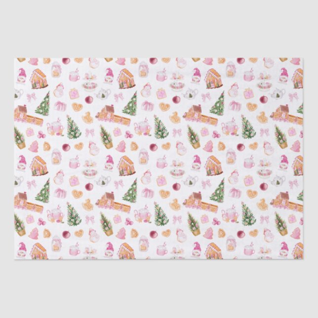 Papel De Seda Biscoito de Natal Rosa (Frente )
