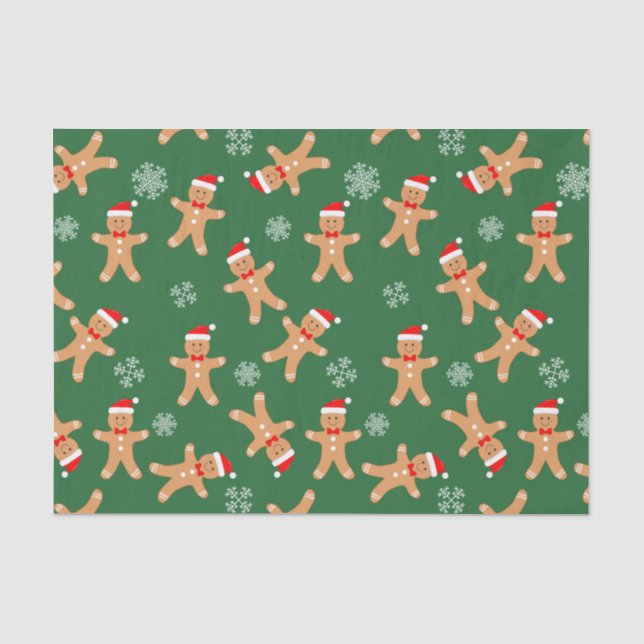 Papel De Seda Biscoitos de Natal bonitos em verde  (Frente )