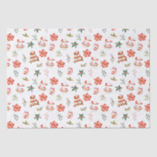 Papel De Seda Biscoitos de Natal e Folhagem Vermelha