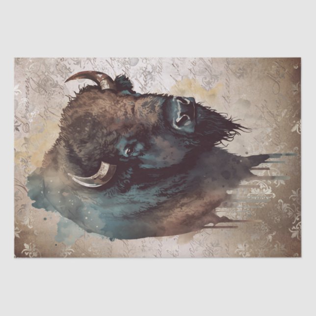 Papel De Seda Bison Native American Buffalo (Frente )