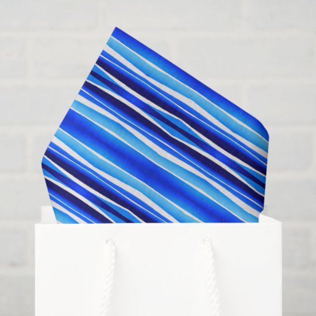 Papel De Seda Black and Blue Painted Stripes  (Sacola de presentes)