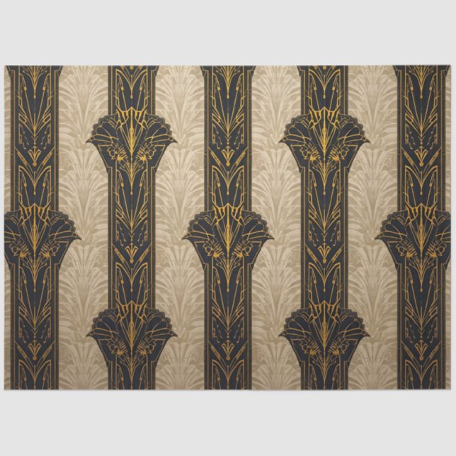 Papel De Seda Black and Gold Pattern Decoupage  (Frente )