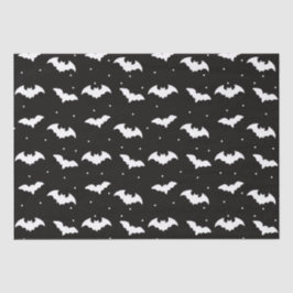 Papel De Seda Black and White Bats Black Halloween
