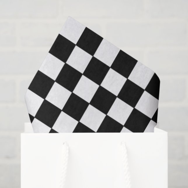 Papel De Seda Black and White Checkered | Race Car Theme (Sacola de presentes)