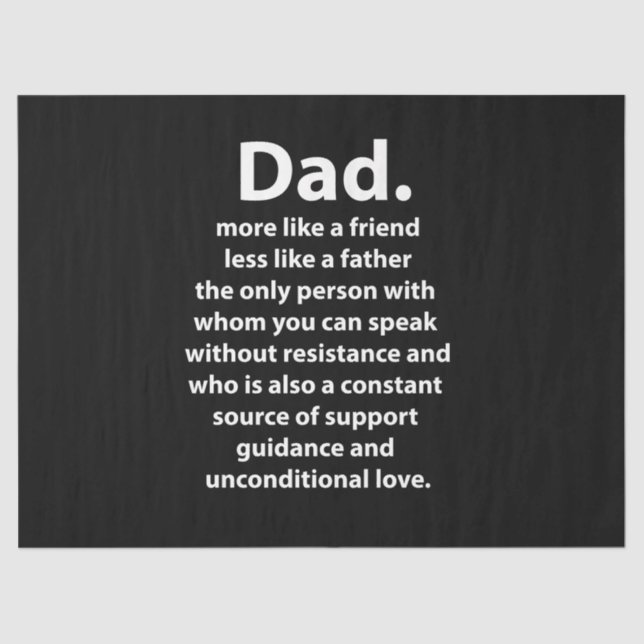 Papel De Seda Black and White Dad Daddy Quote Birthday (Frente )
