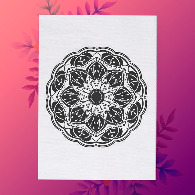 Papel De Seda Black and white floral mandala (Criador carregado)