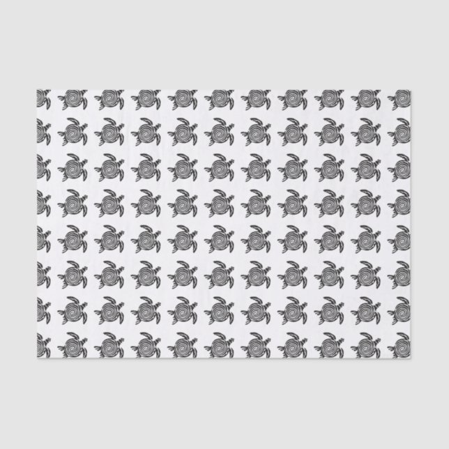 Papel De Seda Black and White Tribal Turtle Art (Frente )