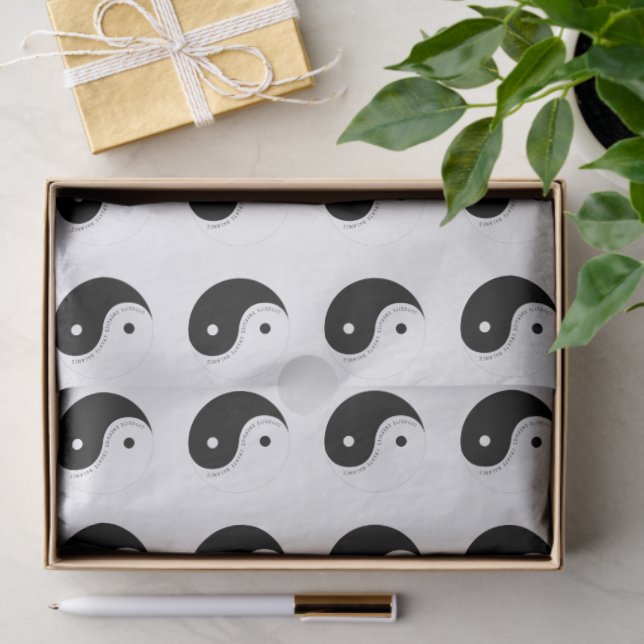 Papel De Seda Black and White Yin Yang Mindfulness Yogi (Presente)