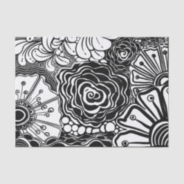 Papel De Seda Black And White Zen Floral Patterned Drawing