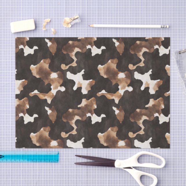Papel De Seda Black Brown Cream Cow Print Birthday (Arte )