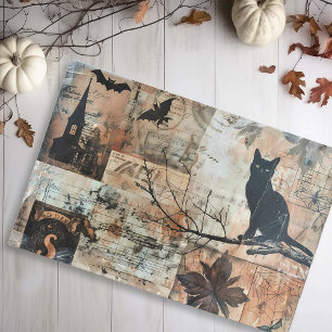 Papel De Seda Black Cat Stamps Vintage Halloween Decoupage