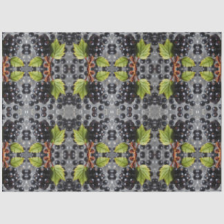 Papel De Seda Black Currants Berries & Green Leaf Pattern