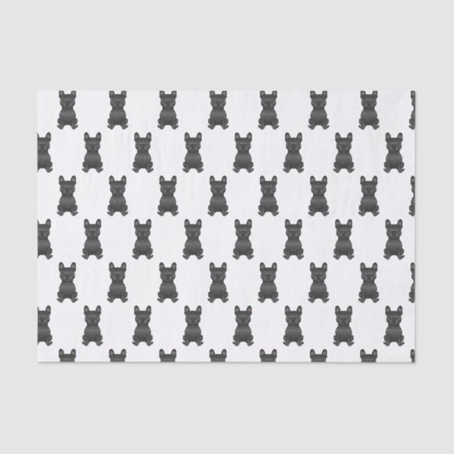 Papel De Seda Black French Bulldog / Frenchie Dog Pattern (Frente )