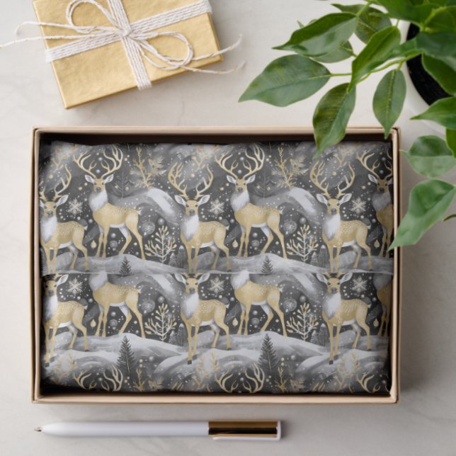 Papel De Seda Black Gold Christmas Pattern#14 ID1009 (Presente)