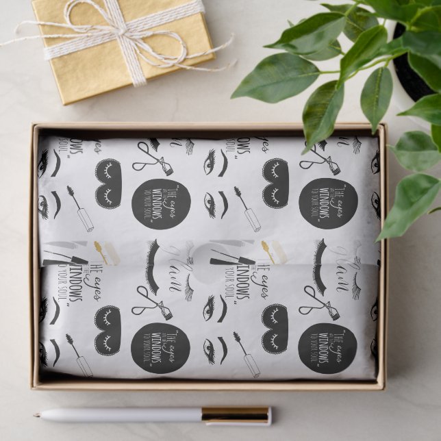 Papel De Seda Black Gold Eyelashes Glam Birthday (Presente)